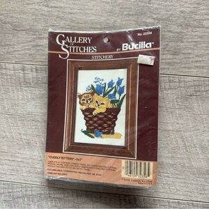 Unopened New Bucilla Gallery Of Stitches Cat “Cuddly Kittens” 5x7 Needlepoint